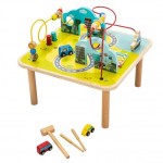 Masuta multifunctionala educativa Orasel cu trasee Rolercoster din lemn XXL Table Time to Enjoy 